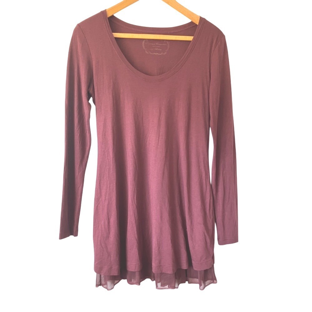 Peruvian Connection Red Long Sleeve Dress with Ruffle sz M‎ Valentines Day